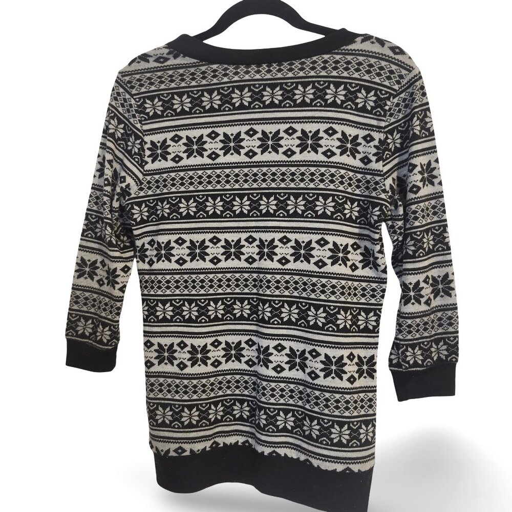No Boundaries Black & White Fair Isle Knit Pullover Sweater | Size S (3–5)